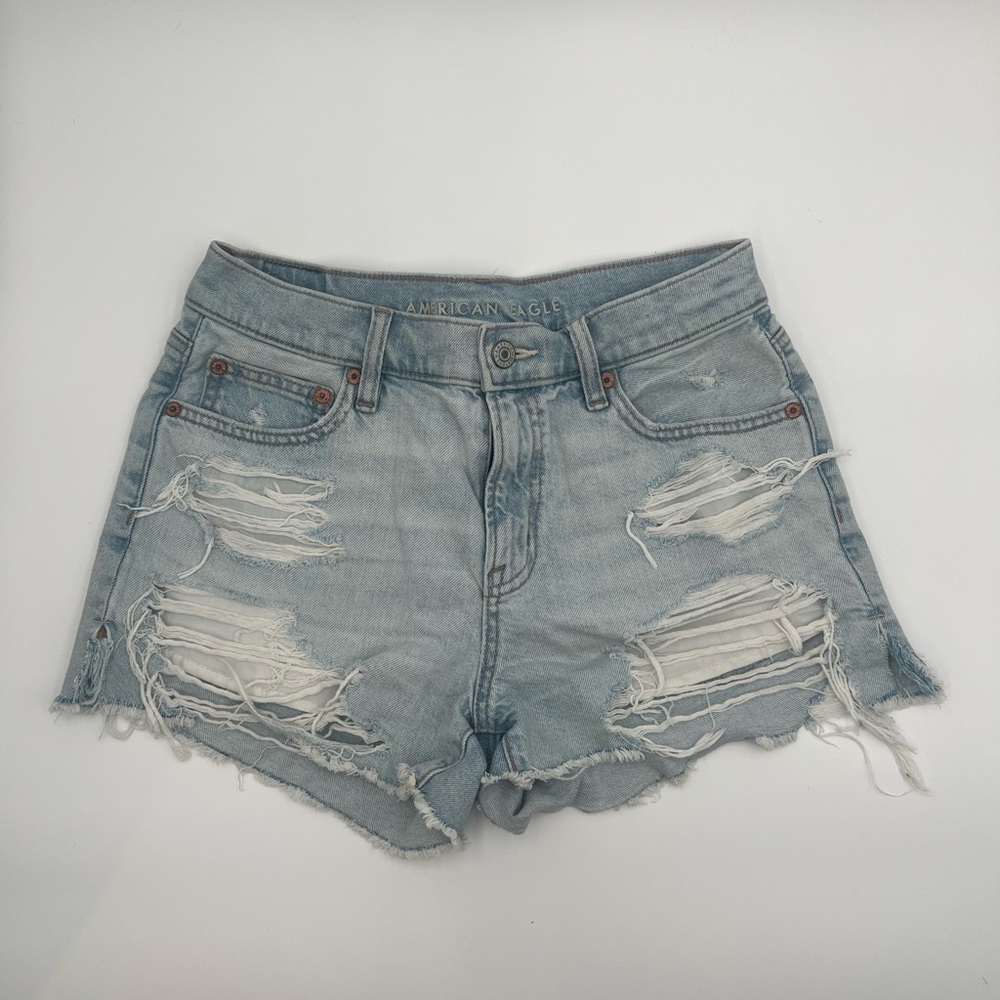 American Eagle Outfitters Distressed Light Blue Jean Shorts